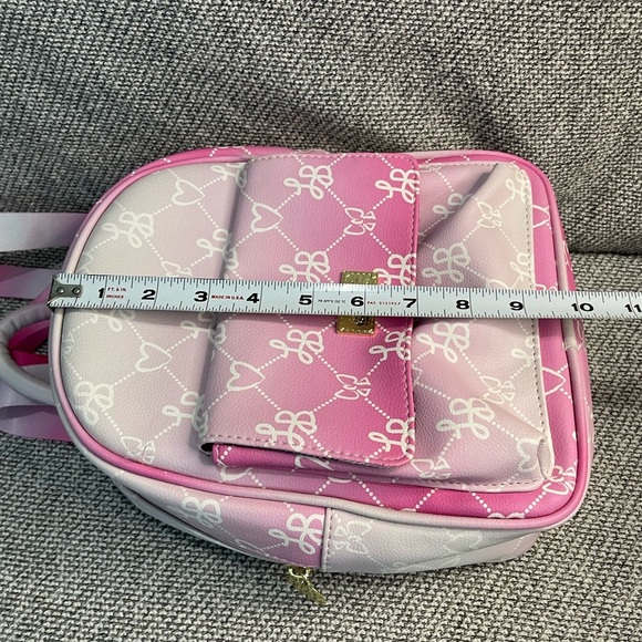 Betsey Johnson Pink and White Dome Backpack with Monogram - Picture 13 of 16